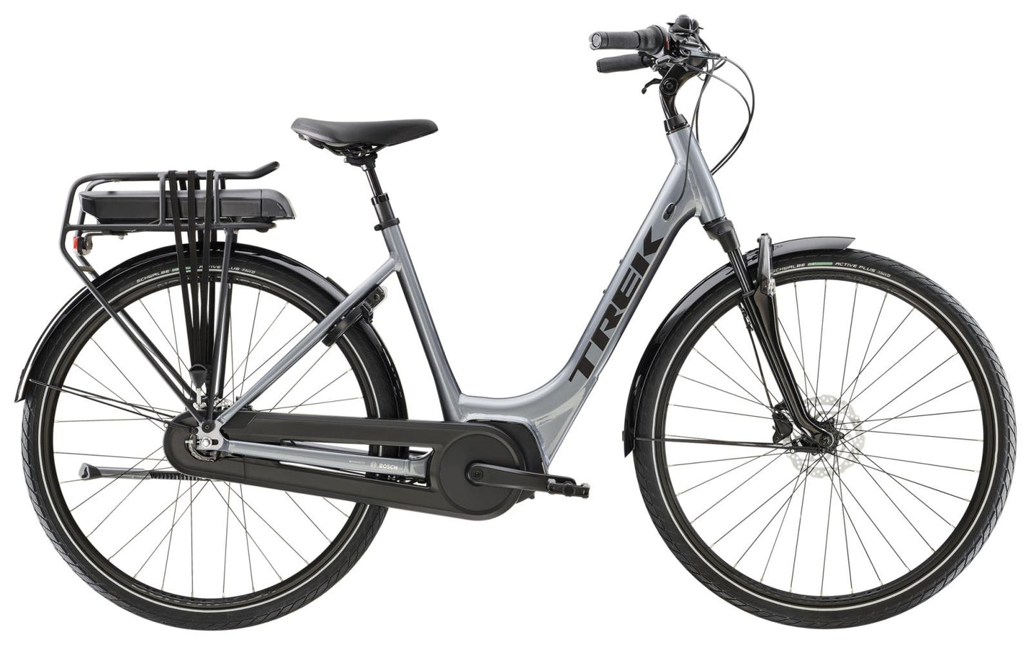 Elcykel Trek District+ 2 Lowstep 400wh Dam Grå