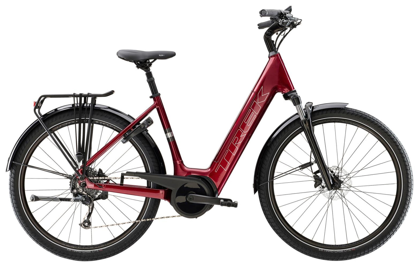 Elcykel Trek Verve+ 3 Lowstep 725wh Dam Röd