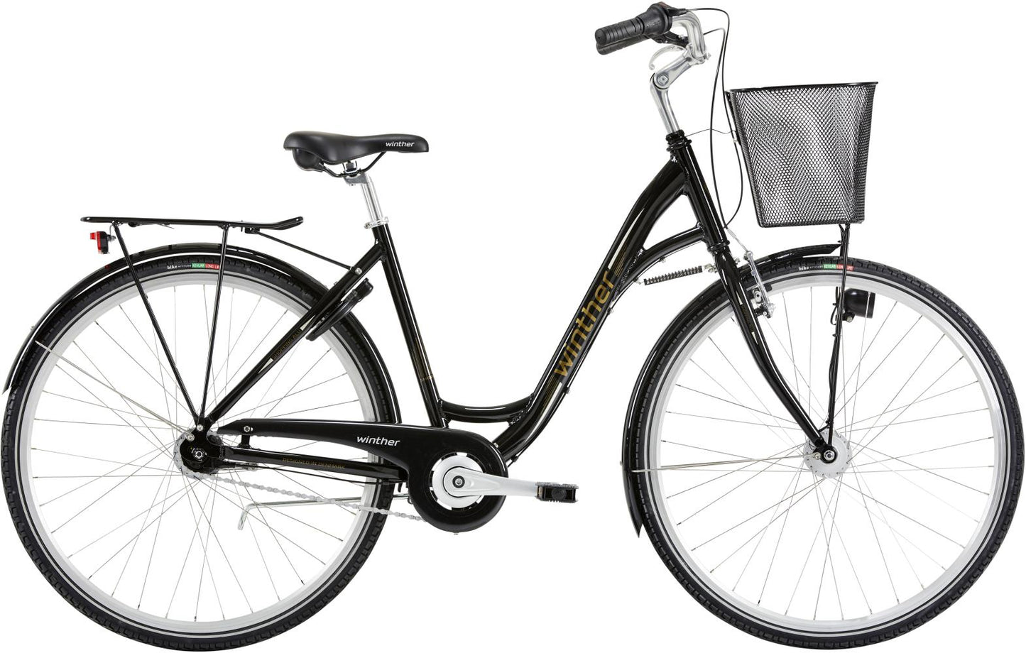 Damcykel Winther Shopping Alu 3-växlad svart/guld