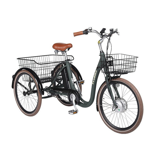 Elcykel Trehjulig Elcykel Evobike Elegant 24 tum 250W 2023 432 Wh - Olivgrön