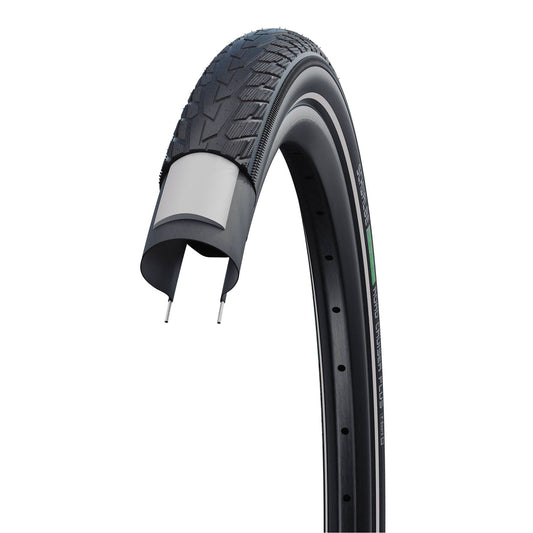 Cykeldäck Schwalbe Road Cruiser Plus Green Compound PunctureGuard 42-622 (28x1.60") Svart/Reflex